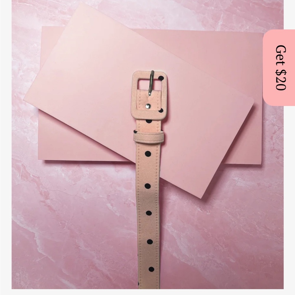 1" BELT IN SUNSET PINK POLKA DOT BENGALINE - VIXEN BY MICHELINE PITT